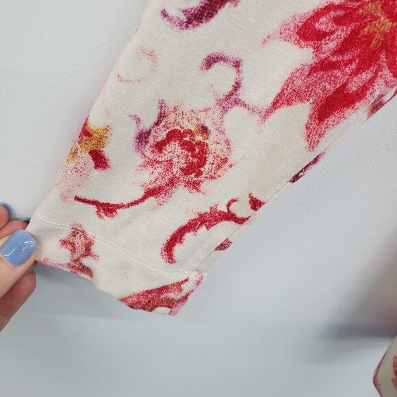 Chico's Womens Floral Layering Tee T-Shirt‎ Size 0 Small Long Sleeve Pink White - Picture 7 of 14